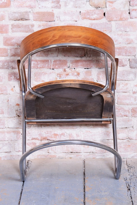 Restored Bauhaus Armchair, by H. Gottwald, Beech, Walnut, Chrome, Czech, 1930s – Hynek Gottwald, Wood (photo 8 of 12)