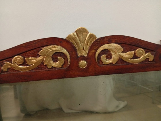 Image 1 of Prachtige originele art nouveau gebeeldhouwde spiegel