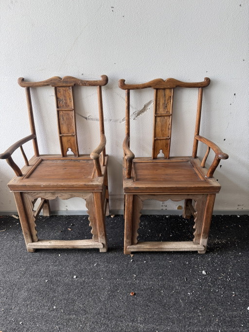 Poltrone Cinesi Antiche in Legno – Set di 2 – fauteuils, Wood (photo 2 of 8)