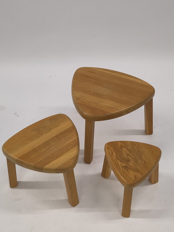 Image 1 of Tavolini brutalisti in legno di quercia