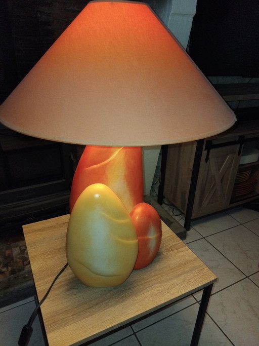 Chatain (François) Lampe de table orange et jaune