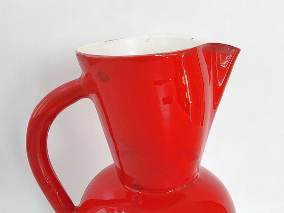 Image 1 of IMPORTANT VINTAGE 1950s RED CERAMIC PITCHER FROM VALLAURIS BY ANDRE BAUD 50S 1950S