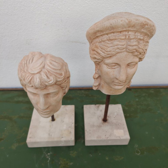 Image 1 of Portretkop, buste, beeld van Apollo en Juno. Gips SET PRIJS