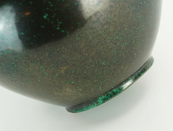 Image 1 of ruscha mid century VASE black and green kurt tschoerner mid century pottery model 340