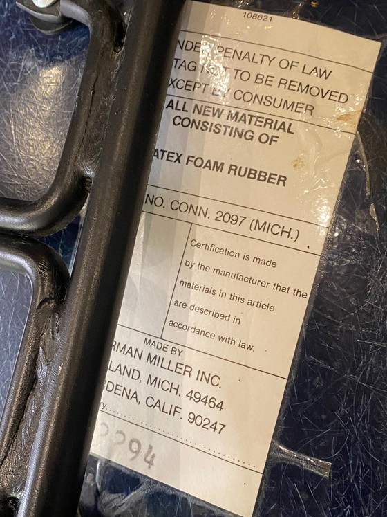 Image 1 of DSX chair, blue fiberglass, vinyl upholstery, Eames Herman Miller vintage 70s