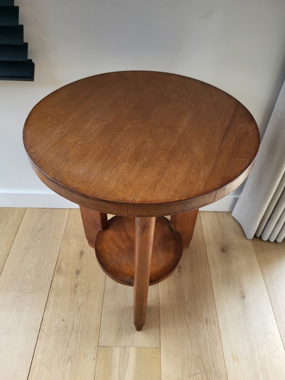 Image 1 of Mesa auxiliar ovalada de madera Art Déco o mesa para plantas