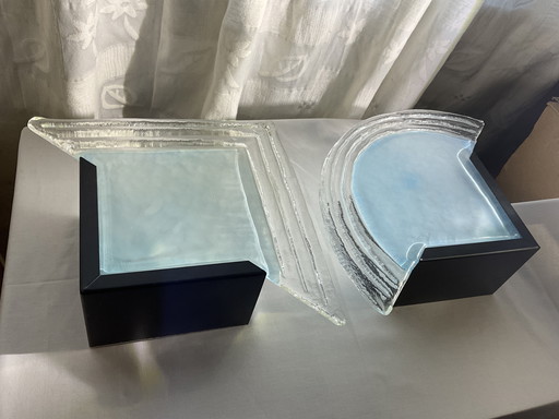 Set de 2 appliques italiennes par Leucos - Verre de Murano et bleu