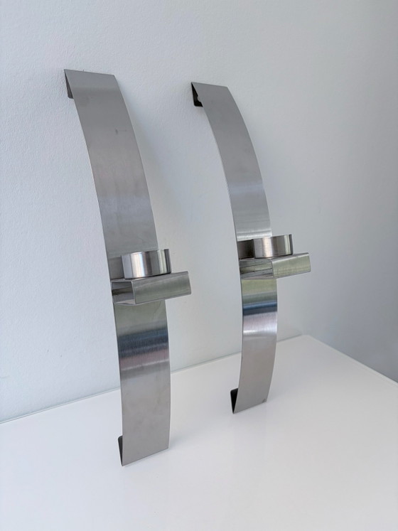 Set di 2 candelieri da parete / vasi da parete in acciaio inossidabile design – Decorazioni murali, rvs (photo 15 of 15)