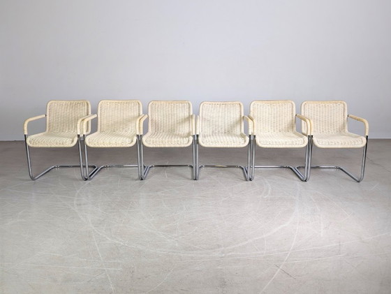 Image 1 of Set van 6 originele Tecta D41 cantileverstoelen in Bauhaus-stijl met een elegant design.