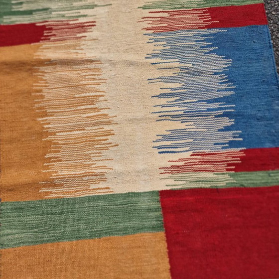 Handgeweven wollen kilimtapijt | Modern ikat-design | Verkrijgbaar in verschillende maten (photo 4 of 11)