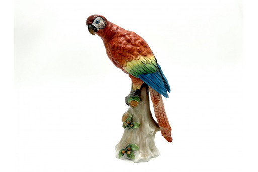 Porcelain parrot figurine, Sitzendorf, Germany, early 20th century.
