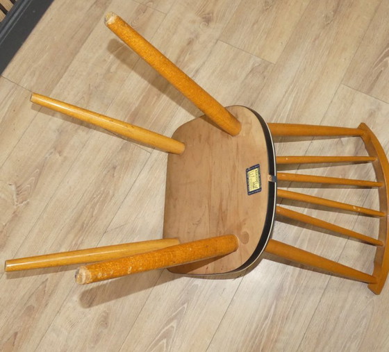 Image 1 of Chaise des années 50 chaise à barreaux Tacke fifties chaise de cuisine en bois bleu rockabilly