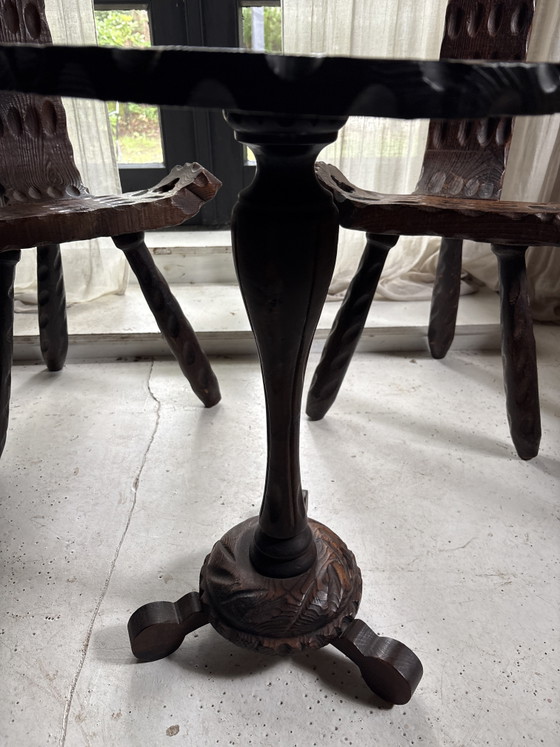 Image 1 of Vintage Brutalist Set – Hand-Carved Spanish Design (3-piece)