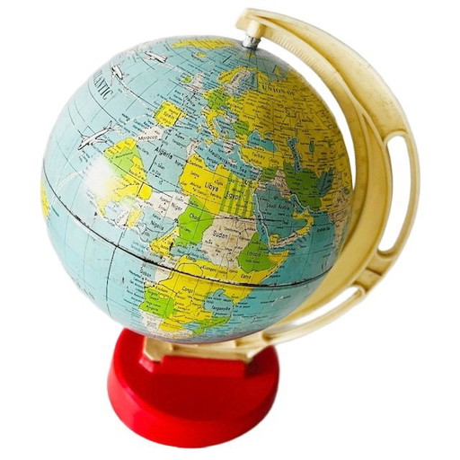 Mappamondo vintage di metà secolo, retrò anni '70