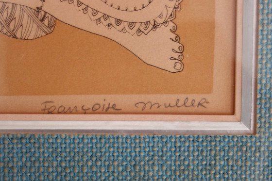 Image 1 of Lithograph by Françoise Muller, on Vellum Paper, 1970s