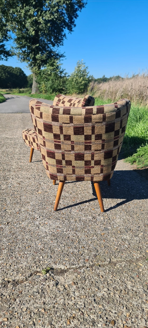 Set of 2 Cocktail Chairs '50 – Armchairs, Textile, Wood (photo 6 of 8)