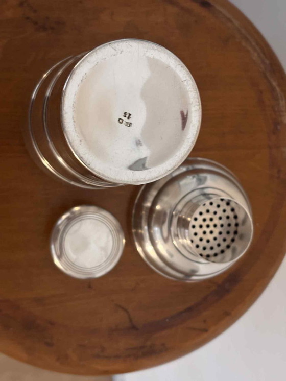 Image 1 of Shaker à cocktail Art déco : barware français plaqué argent des années 1920