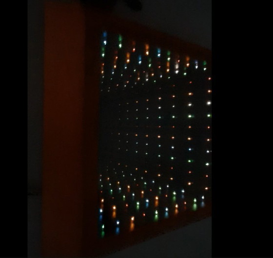 Image 1 of Specchio da parete Infinity Tunnel in plastica arancione, anni '90