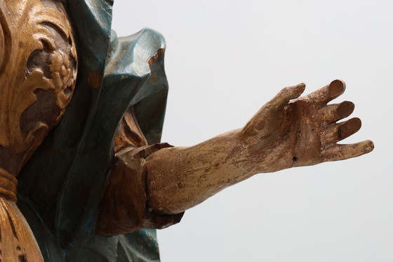 Image 1 of Statua religiosa francese del XVIII secolo raffigurante la Vergine Maria su una nuvola