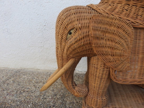 Image 1 of Rattan elephant side table or end table from the 60s/70s