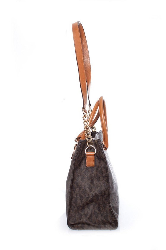 Image 1 of Borsa shopper Michael Kors in tela marrone con monogramma.