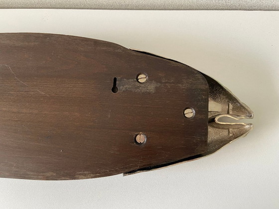 Image 1 of Large Display Flat Salmon Fish Carving Tray Vintage Art Design