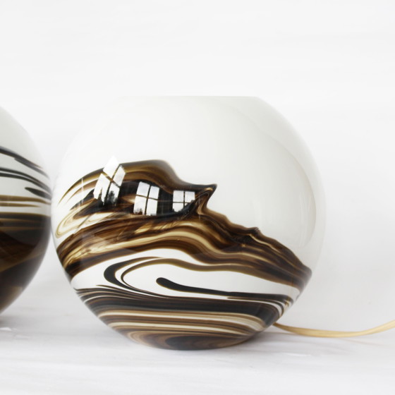 Image 1 of 2 lampes de table vintage en verre soufflé à la bouche par Brilliant