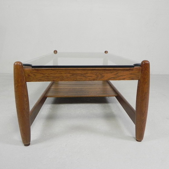 Image 1 of Scandinavische salontafel met glazen blad, jaren '60