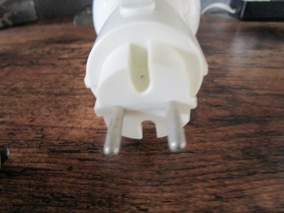 Image 1 of Lampe à douille rétro en métal blanc, massive.