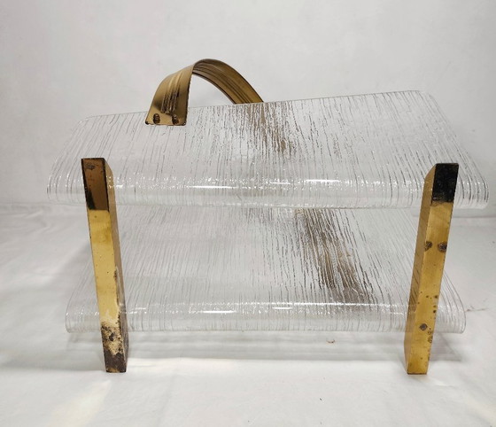 Image 1 of Methacrylate and brass magazine rack. Spain, 1980s.