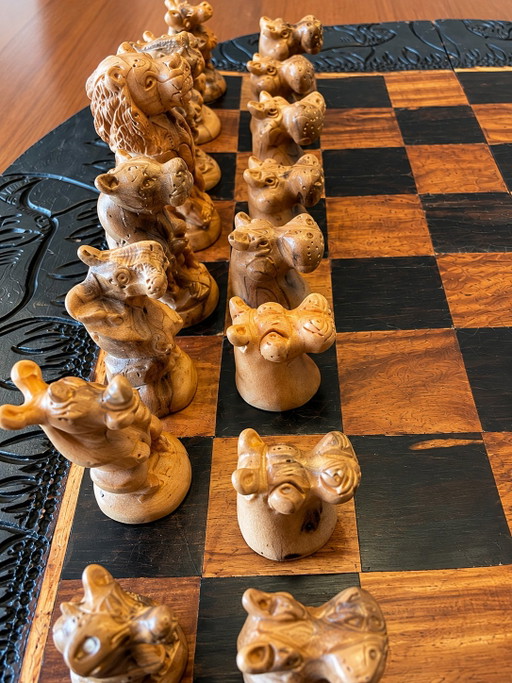 Einzigartiges handgefertigtes Schachset aus Simbabwe – ca. 1965 – tafelaccessoires, Wood (photo 2 of 7)