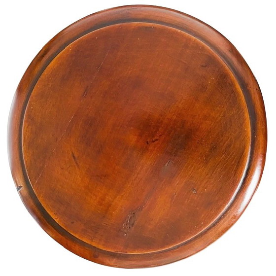 Image 1 of Vintage Mid-century French turned plant column solid wood plant stand 1960s