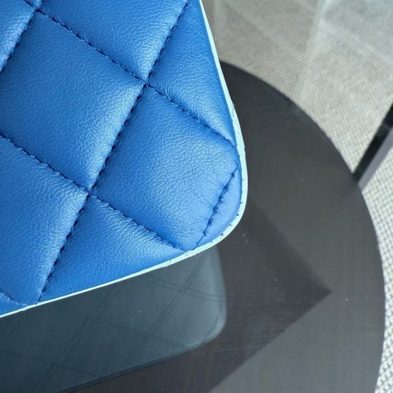 Image 1 of Chanel Classic Flap Medium - 25CM Quilted Lambskin Tri-Color Blue Silver Hardware Series 22