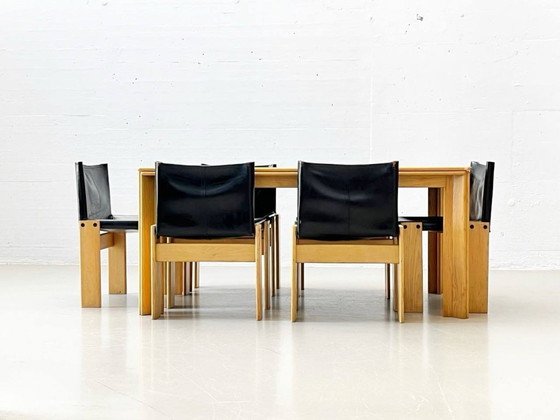 Image 1 of Set: 6 chairs model Monk and table by Afra and Tobia Scarpa for Molteni, 1973