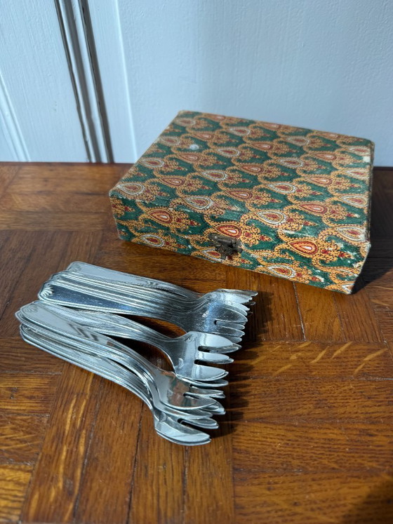 Image 1 of Set aus 12 Degrenne-Silbergabeln