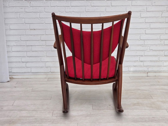 1960s Danish rocking chair by Frank Reenskaug, model 182, reupholstered. – Wood, Wool (photo 7 of 18)