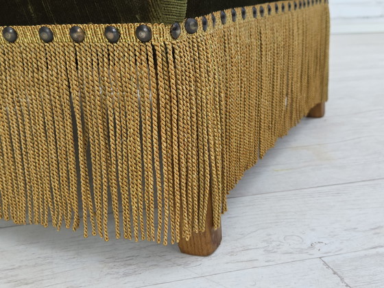 Image 1 of 1970s Danish Lounge Chair, High, Furniture Velour, Ash Wood Legs