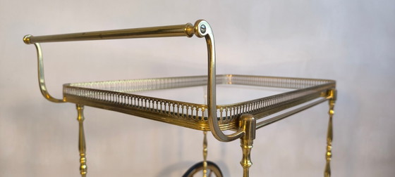 Image 1 of 😍✨ Prachtige serveerwagen op wielen van messing en glas van Maison Baguès - Hollywood Regency, jaren 50 ✨😍