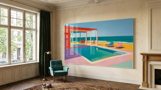 Architecture Pool Summer – Art Deco & Mid-Century Acrylic Glass Artwork 170 × 100 cm – Art Prints, Plexiglass (photo 4 of 7)