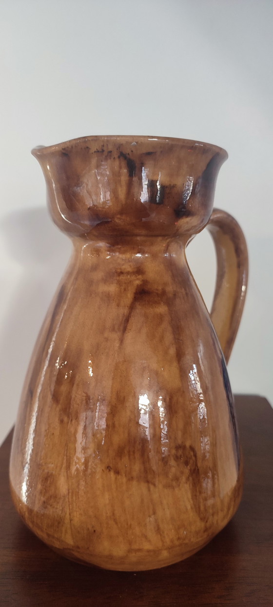 Image 1 of Vintage rustic ceramic pitcher. 1950s/1970s