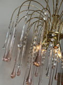 Vintage XXL Kristallen Roze Teardrop Hanglamp Italiaans