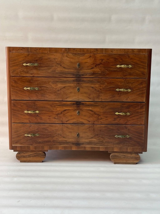 Art Deco ladekast – ladekasten, Wood, Brass