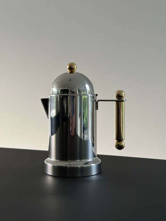 Image 1 of Moka vintage Vev Vigano degli anni '80 in acciaio inox e oro, mai usata.