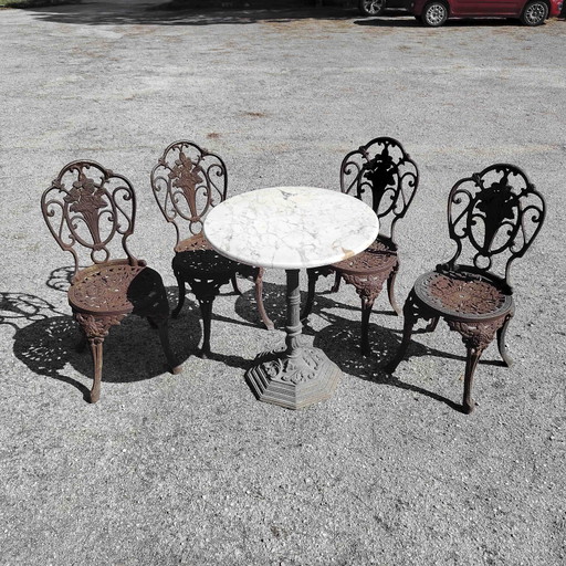 Garten-Set aus Gusseisen mit Stühlen und Tisch