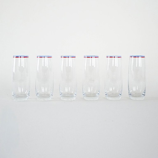 Set van zes glazen, Italiaans design, jaren 70, gemaakt in Italië.