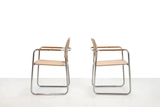 Karin Mobring Amiral stoelen in chroom en jute uit 1973 – Ikea, Eetkamerstoelen, Leather, Chrome, Vintage (photo 3 of 8)