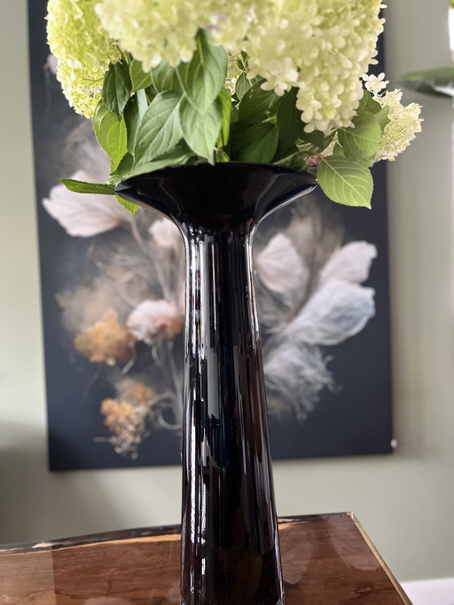 Vintage IKEA Maria Vinka xxl trumpet vase black glass