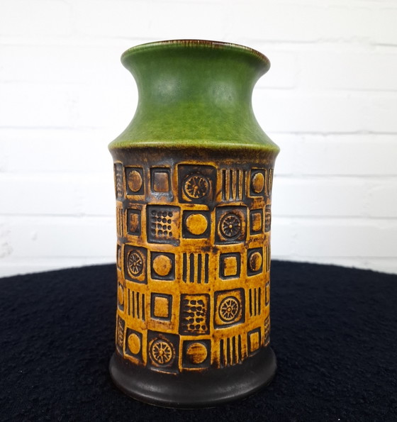 Image 1 of Vintage Bay ceramic vase 1970s West Germany brown green
