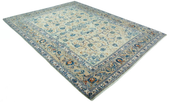 Image 1 of Tapis d'Orient Kashan noué à la main en liège vert pistache - 382 x 298 cm