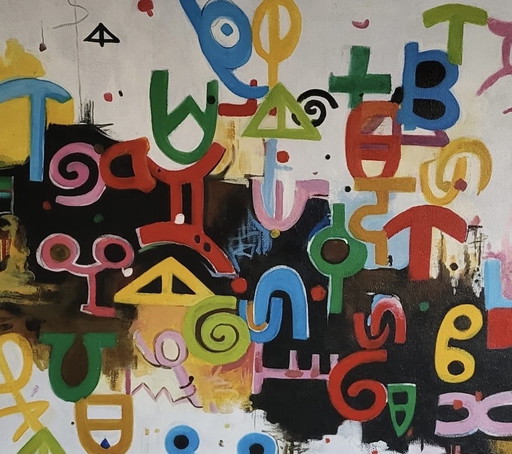 Peinture abstraite colorée 120 x 100 cm